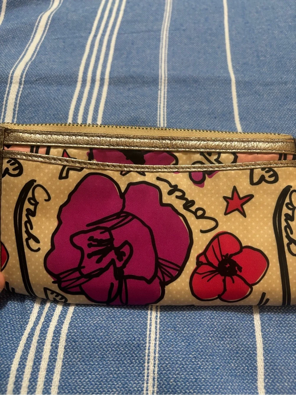 *****PROJECT WALLET** Coach Beige Floral Wristlet Poppy Print Wallet